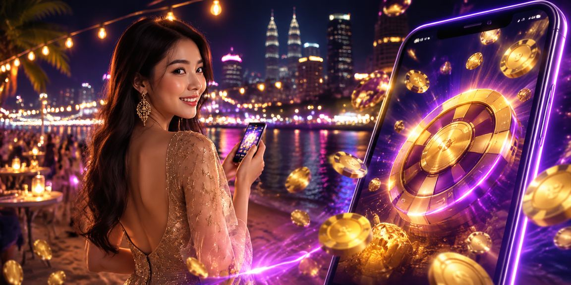 Skrin telefon pintar menunjukkan antara muka kasino mudah alih Kuala Lumpur